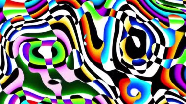 Abstract wavy looping 4k video. Seamless abstract brigth psychedelic background for loop playback.