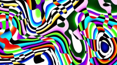 Abstract wavy looping 4k video. Seamless abstract brigth psychedelic background for loop playback.