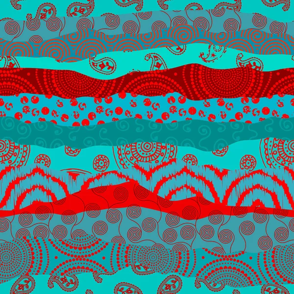 Seamless Background Pattern Turquoise Patchwork Pattern Retro Style Vector Image — Stok Vektör