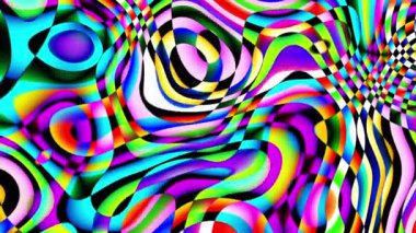 Abstract wavy looping 4k video. Seamless abstract brigth psychedelic background for loop playback.