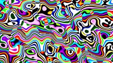 Abstract wavy looping 4k video. Seamless abstract brigth psychedelic background for loop playback.