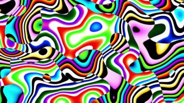 Abstract wavy looping 4k video. Seamless abstract brigth psychedelic background for loop playback.