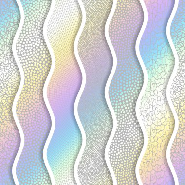 Seamless mosaic art pattern. Wavy mosaic art collage. Abstract art background.. Vector image.