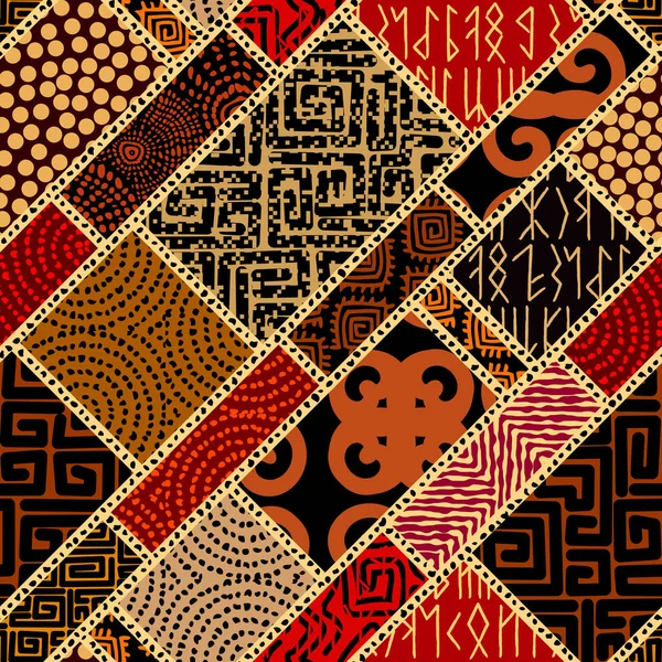 Seamless Background Pattern Abstract Ethnic Tribal Pattern Geometric Patchwork Style — Stockový vektor