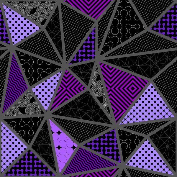 Abstraktes Nahtloses Geometrisches Muster Patchwork Stil Afrikanische Violette Farbe Vektorbild — Stockvektor