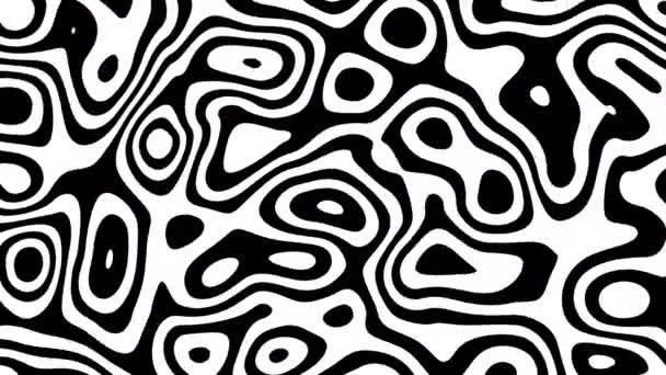 Abstract Wavy Looping Video Seamless Monochrome Abstract Psychedelic Background Loop — Vídeo de stock