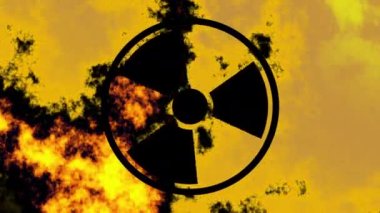 Radyasyon uyarı sembolü çeviriyorum. 4k Döngü Görüntüsü.