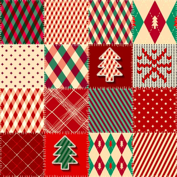Seamless Background Pattern Christmas Patchwork Pattern Vector Image — Stock Vector