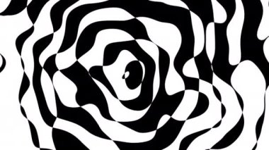 Abstract wavy looping 4k video. Seamless monochrome abstract psychedelic background for loop playback.