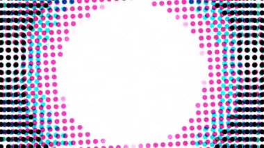 Moving and shimmering abstract geometric polka dot pattern on black background. Looping footage.