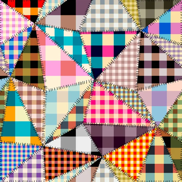 シームレスな幾何学的抽象パターン テキスタイルパッチワークパターン ベクトル画像 ギンガム柄 — ストックベクタ