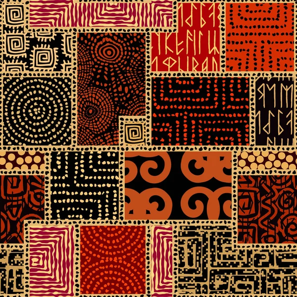 Seamless Background Pattern Abstract Ethnic Tribal Pattern Geometric Patchwork Style — Stockvektor