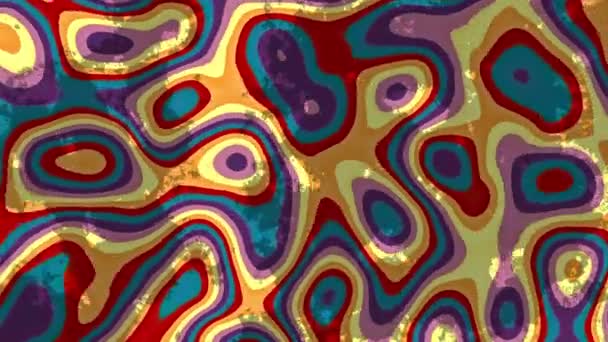 Анотація Хвилястого Циклічного Відео Безшовний Абстрактний Гранжевий Ретро Психоделічний Фон — стокове відео