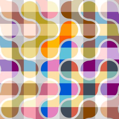 Kusursuz geometrik soyut desen. Droplet tasarım yama tarzı. Vektör görüntüsü. Gingham deseni.