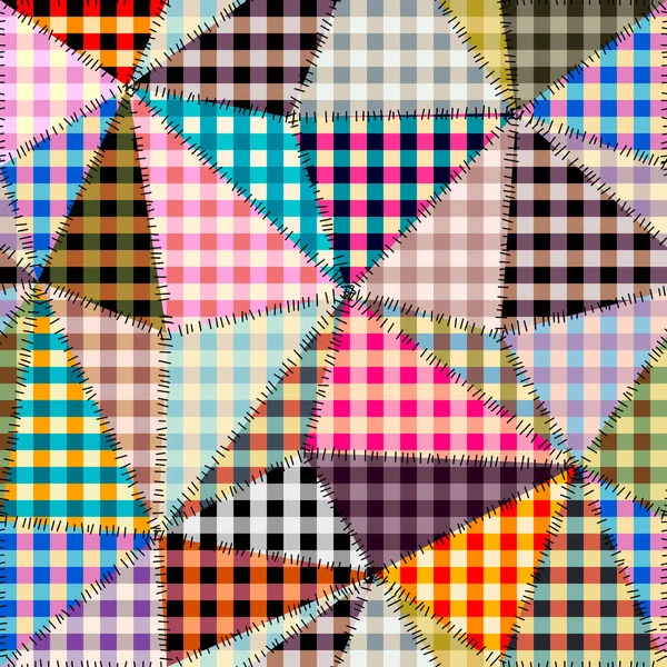 シームレスな幾何学的抽象パターン テキスタイルパッチワークパターン ベクトル画像 ギンガム柄 — ストックベクタ