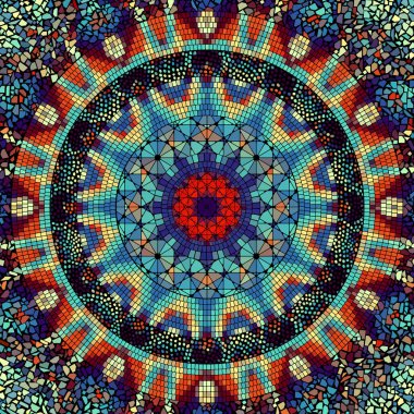 Kusursuz mozaik sanat modeli. Mozaik mandala. Vektör resmi