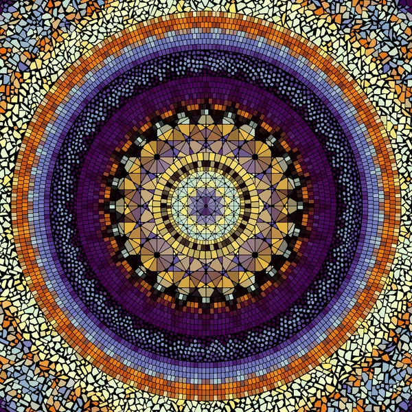 Padrão Arte Mosaico Sem Costura Mandala Mosaica Imagem Vetorial — Vetor de Stock