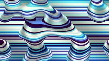 Soyut dalgalı döngülü 4K video. Döngü oynatma için kusursuz soyut 3d dalgalı psikedelik arkaplan.