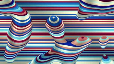 Soyut dalgalı döngülü 4K video. Döngü oynatma için kusursuz soyut 3d dalgalı psikedelik arkaplan.