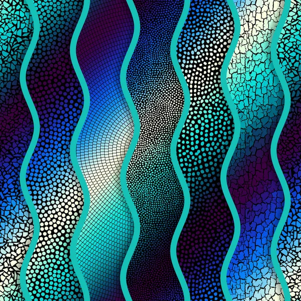 Seamless Mosaic Art Pattern Wavy Mosaic Art Collage Abstract Art — Vector de stock