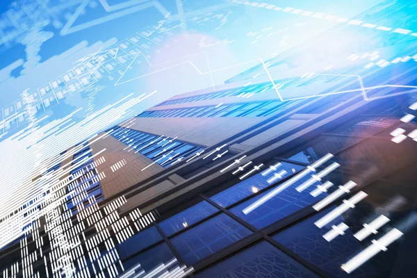 Město Mrakodrap Finanční Centrum Forex Svícen Graf Grafem Bar Diagram — Stock fotografie