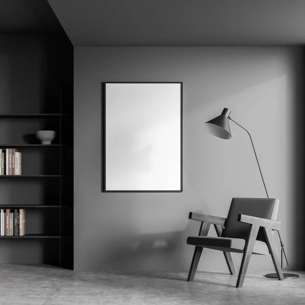 의자가 벽에는 디자인은 콘크리트 바닥을 주택의 개념입니다 렌더링 — 스톡 사진