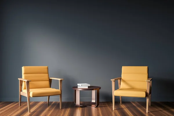 Chambre Hôtes Intérieure Avec Deux Chaises Orange Table Basse Sur — Photo