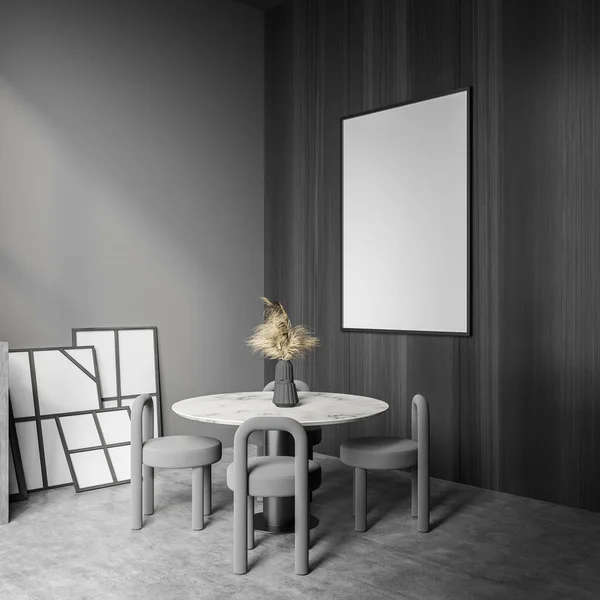 Canvas Wood Wall Grey Living Room Interior Table Four Small — Stock Photo, Image