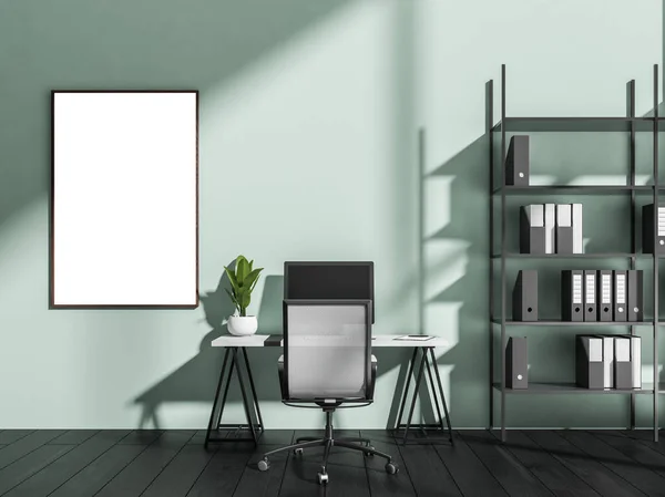 실내에 현대의 개인용 사무실 그리고 사무실의 캔버스 설계의 렌더링 — 스톡 사진
