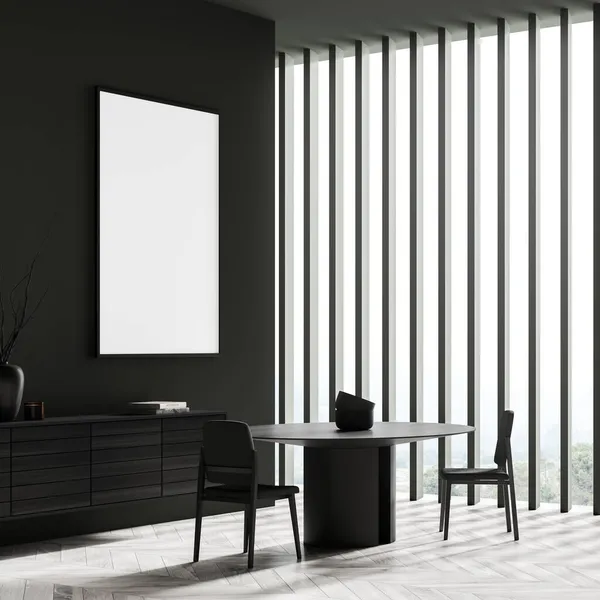 Empty Canvas Modern Black Living Space Interior Design Table Corner — Stock Photo, Image