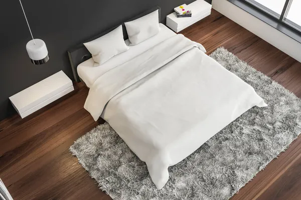 Modern Yatak Odası Beyaz Yatak Odası Kolye Lambaları Duvara Monte — Stok fotoğraf