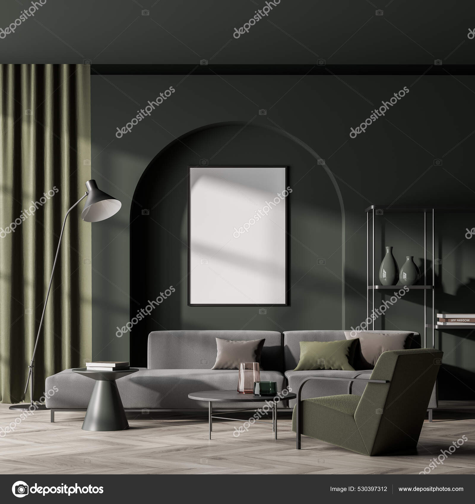 Dark minimalist 2024 living room