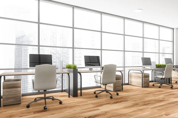 사무실의 뷰입니다 재료를 현대식 인테리어 디자인 휘어진 응접실 바닥을 이용하는 — 스톡 사진