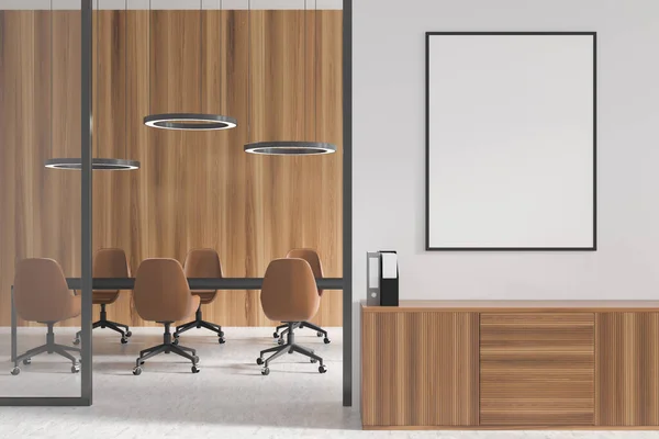 Luz Sala Reuniões Interior Com Poltronas Sala Privada Piso Concreto — Fotografia de Stock