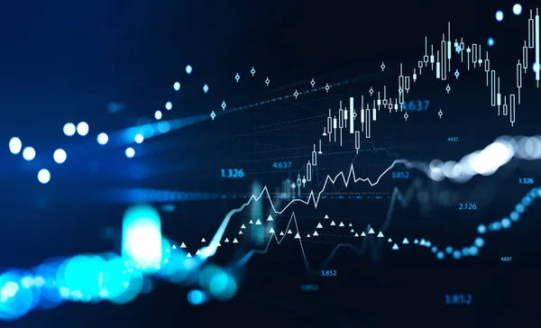 Börsenänderungen Geschäftsleuchter Und Leuchtende Zahlen Weißes Hologramm Mit Diagramm Und — Stockfoto