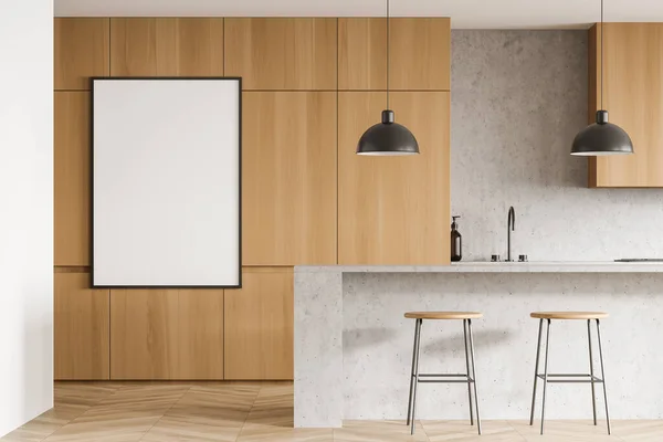 Interior Ruang Memasak Kayu Dengan Rak Kayu Dan Peralatan Dapur — Stok Foto