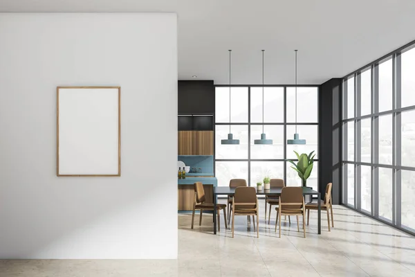 Minimalist Dining Room Interior Brown Armchairs Decoration Table Kitchen Set — Stockfoto