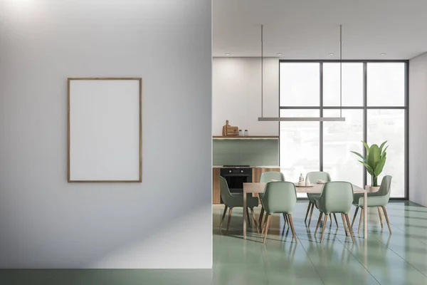 Minimalist Dining Room Interior White Armchairs Decoration Table Kitchen Set — стоковое фото