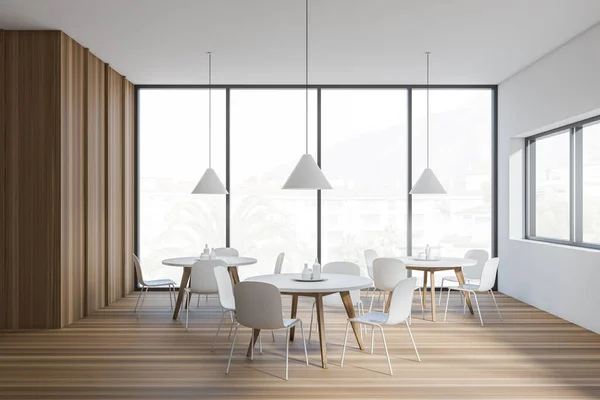 Dining Room Interior Minimalist Furniture Tables Parquet Floor Minimalist Design — Stockfoto
