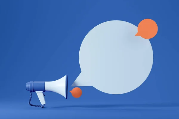 Loudspeaker Bright Background Speech Bubble Megaphone Announcement Symbol Advertising Promotion — Stockfoto