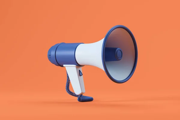 Lautsprecher Auf Orangefarbenem Hintergrund Megafon Durchsage Als Symbol Für Werbung — Stockfoto