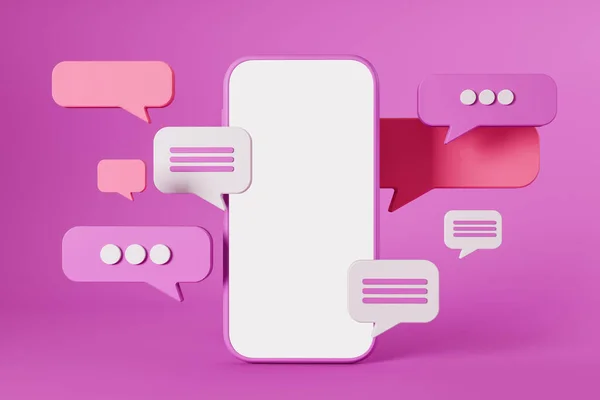 Phone Display Bright Notifications Pink Speech Bubble Screen Mock Copy — ストック写真