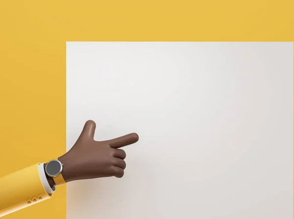 Preto Mão Dos Desenhos Animados Africanos Com Relógio Inteligente Dedo — Fotografia de Stock