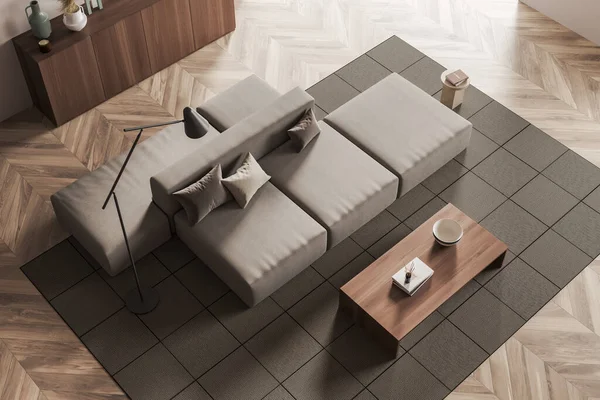 안락의자가 카펫에 실내의 윗부분을 수있다 테이블 렌더링 — 스톡 사진