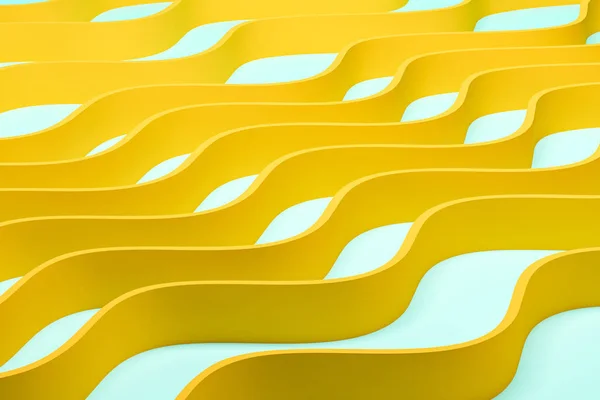黄色の細い線 曲線の形の波 デジタルデザインで表現された現代美術の概念 3Dレンダリング — ストック写真