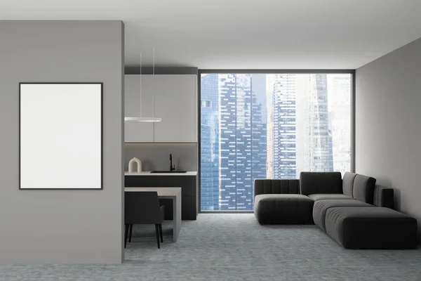 Modernes Design Wohn Esszimmer Und Küche Interieur Mit Leeren Weißen — Stockfoto