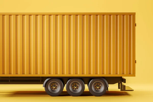 Carga Caminhão Contêiner Transporte Mercadorias Tronco Amarelo Visão Traseira Copiar — Fotografia de Stock