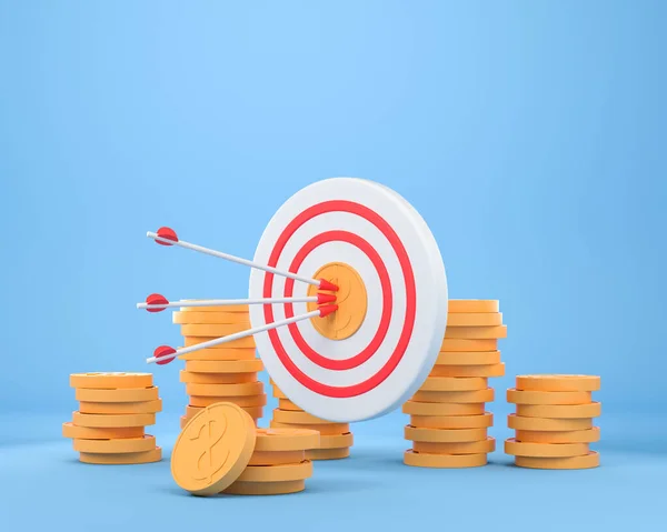 Dartboard Arrows Stack Dollar Coins Financial Target Business Achievement Concept — Foto Stock