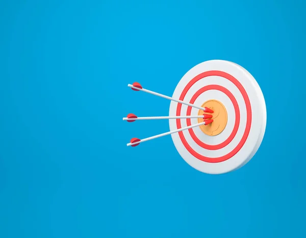 Three Arrows Hit Center Dartboard Dollar Coin Target Concept Financial — Foto Stock