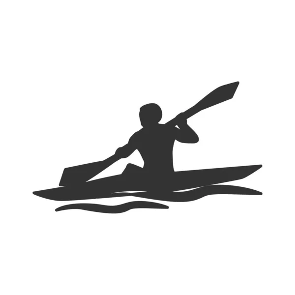 Kayaking silhouette. Kayaking simple isolated icon.